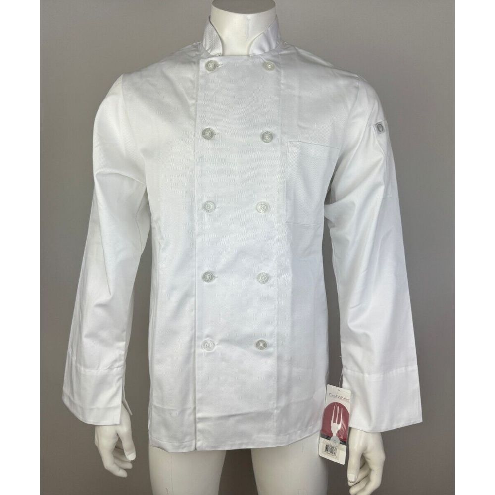 Chef Works Le Mans Chef Coat Mens S NWT‎ Long Sleeve Button-up Cotton Blend WCCW
